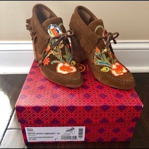 Tory Burch Huntington Fringe Bootie New in Box
